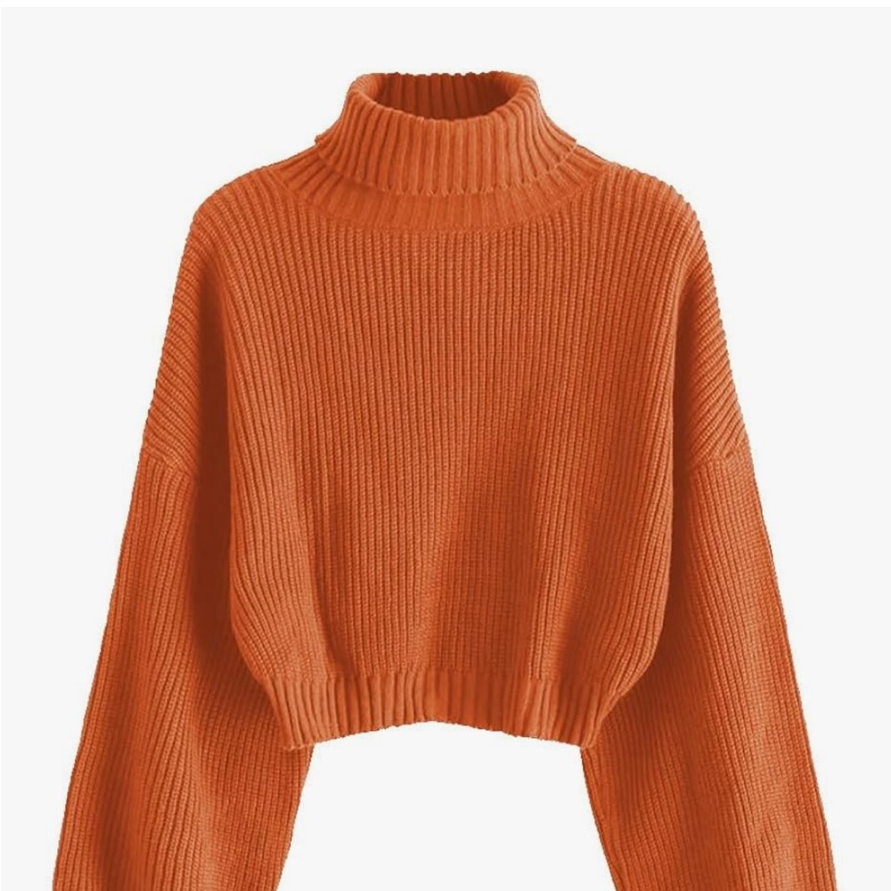 Women's Orange Turtleneck Sweater